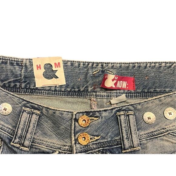 H&M Y2K button fly zipper back pockets distressed hippie woman’s 8 (29) patch - Picture 8 of 10